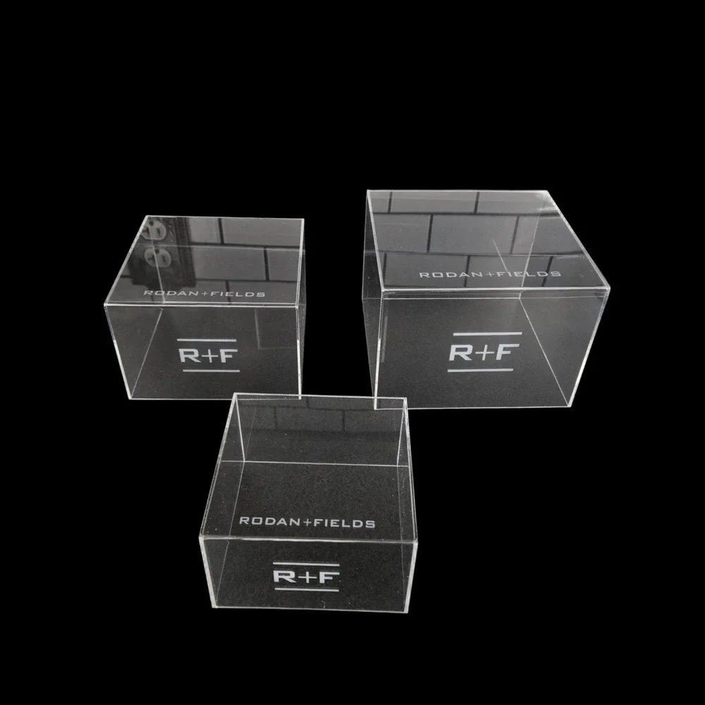 Rodan + Fields Acrylic Display Risers Set of 3 Clear Countertop Product Display